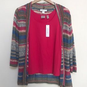Coldwater Creek striped Colorful cardigan & tank